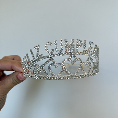 Tiara Plateada Feliz Cumple - comprar online