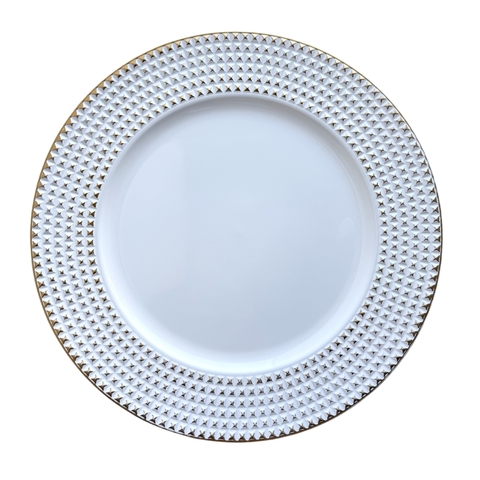 PLATO DE SITIO REDONDO 33CM BLANCO C/ TODO EL BORDE DORADO, VARIOS PUNTOS - comprar online