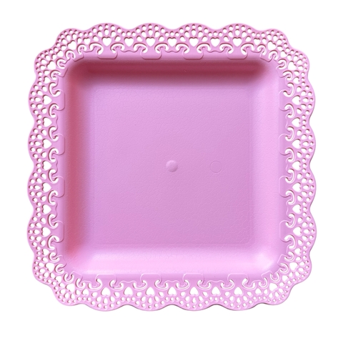 BANDEJA PLASTICA DOILY CUADRADA 25*25 ROSA - comprar online
