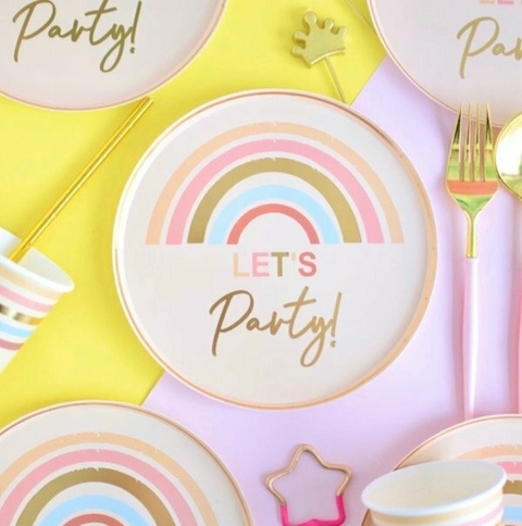 Plato Arco iris LETS PARTY x10 - comprar online