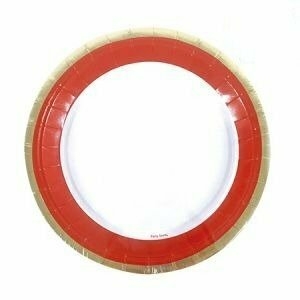 Plato Borde Rojo y Dorado x6u - comprar online