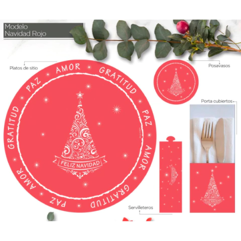 Porta cubiertos Navidad Rojo x24 - comprar online
