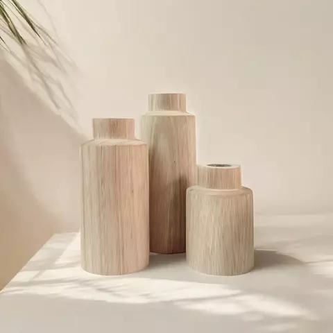 Set x 3 Floreros Botella de Madera Maciza (Paraíso) - comprar online