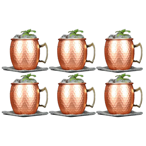 Kit 6 Canecas Moscow Mule Cobre 500 Ml Marteladas - comprar online