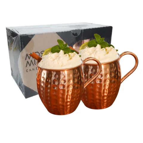 Kit 2 Canecas Moscow Mule Em Cobre Puro 500 Ml Marteladas - comprar online