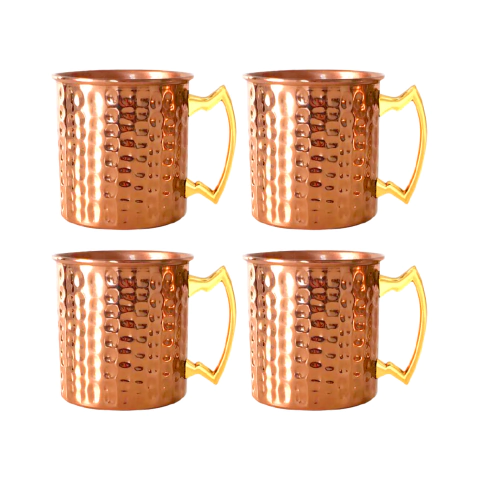 Kit 4 Canecas Moscow Mule Cobre 350ml Marteladas - comprar online