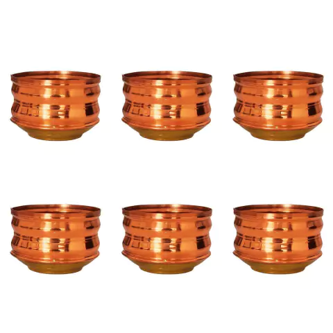 Kit 6 Cachepôs em Cobre Puro 6cm Miniatura