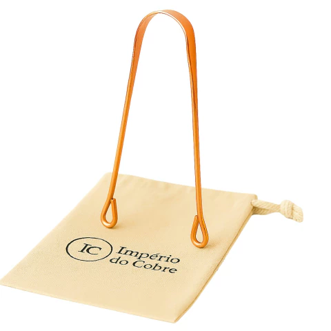 Raspador de Lingua Cobre Puro com Saquinho Algodao Ayurveda - comprar online