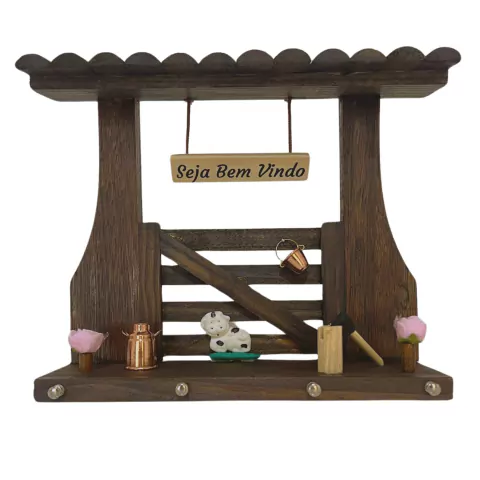 Porta Chaves de Parede Porteira de Madeira G - comprar online