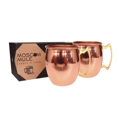 Kit 2 Canecas Moscow Mule Em Cobre Puro 500 Ml Com Caixa Para Presente - comprar online