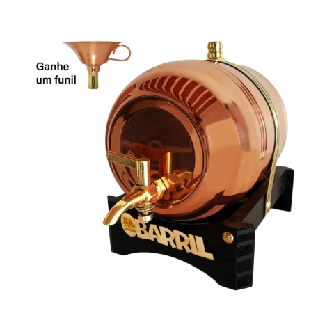 Barril De Cachaça Em Cobre Estanhado 2 Litros - comprar online