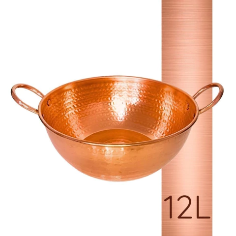Tacho De Cobre Puro 12 Litros Com Alças de Cobre - comprar online