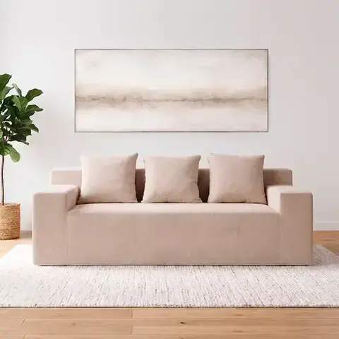 Sillón Sofá comprimido en caja 3 Cuerpos ancho 220 Cm hecho de Espuma en 1 Pieza -Beige -Gadnic (Sillon31) # 6 CUOTAS SIN INTERES #