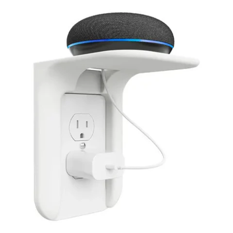Soporte para enchufe tomacorriente de pared de plastico blanco Gadnic (SOP00075)