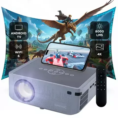 Proyector Smart con Wifi/BT Andoid 9 -Full HD (1920 × 1080P) Doble Altavoz 8000 lumenes Gadnic (PROJ091W) # 6 CUOTAS SIN INTERES #
