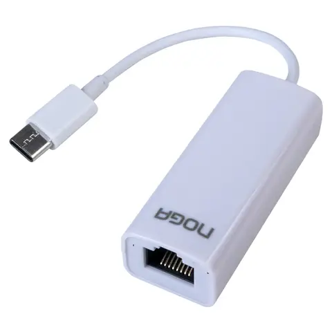 Adaptador lan TYPE-C a 3 usb + RJ45 -100Mbps -cable 18cm -white -Noganet (TC-RED2)