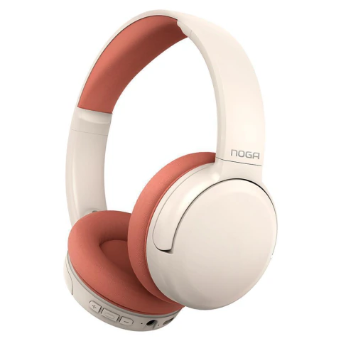 Auricular Bluetooth 5.3 -Bat. Recargable Usb Type-C +Cable Audio 3.5Mm Desmontable Rosa -Noganet (Ng-A915Bt)