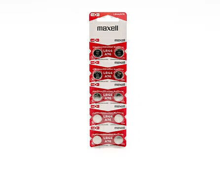 Pila Botón Alcalina LR44 1.5V Maxell Pack x10 (PNAK-LR44-BMX)