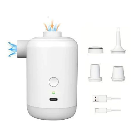 Inflador inalambrico mini -140L/min. -presion regulable 2.5kpa-4.5kpa -alimentacion usb-c -3 boquillas intercambiales -impermeable IP55 -white -Gadnic Airpump13 (INFLAGLO13) - comprar online