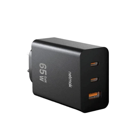 Cargador usb + usb-c de carga rapida con chip GaN 65W c/cable -Netmak (NM-CP42)