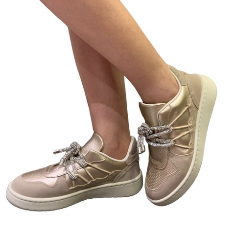 Tenis Metalizado Champagne Forrado Camurca Santinelli 1548-009 - comprar online