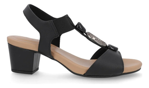 Sandalia Facil Calce Salto Medio Bloco Couro Usaflex Y8220