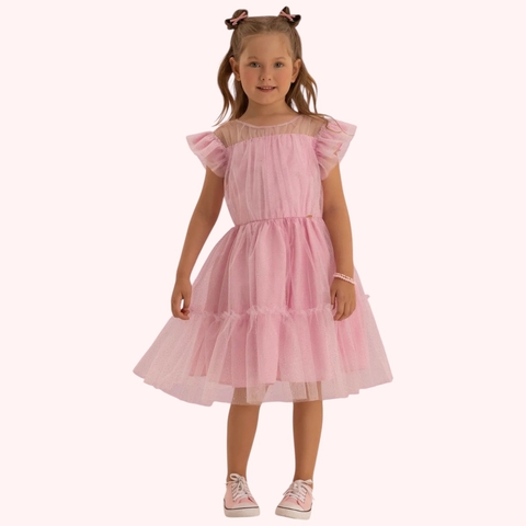 Vestido Tule com Brilho Malagah 211.0112VT-E