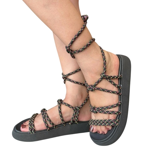 Papete Tamanco Flatform Tiras Amarração Corda Moleca 5469.111 - comprar online