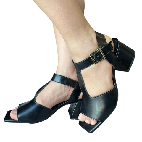 Sandália Salto Bloco Médio Bico Quadrado Alma Shoes 849 - comprar online