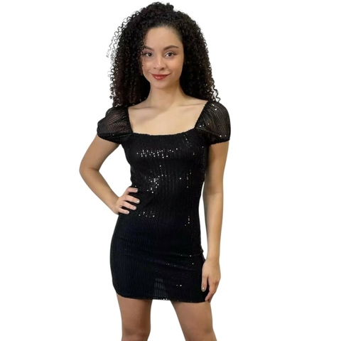 Vestido Paete Cigana Preto Fashion Girl 14605