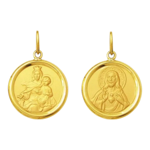 Medalha Escapulário ouro 18k dupla face - comprar online