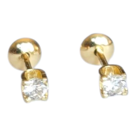 Brinco diamante ouro 18k 14 pontos total infantil - comprar online
