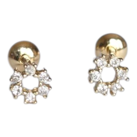 Brinco diamante ouro 18k 6 pontos total infantil - comprar online