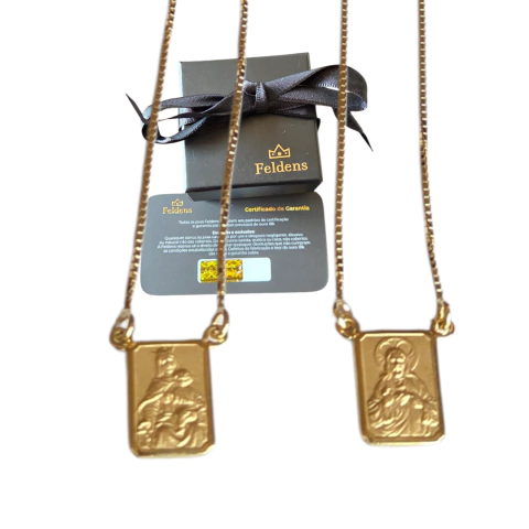 Escapulário prata 925 banho ouro 18k premium
