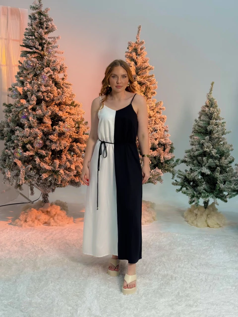 Vestido Longo Bicolor Carol