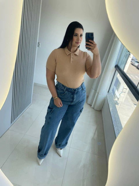 Calça Jeans Cargo Plus size