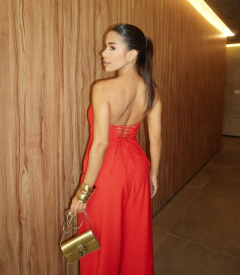 Conjunto Vermelho Pantalona & Top Costas Cruzadas