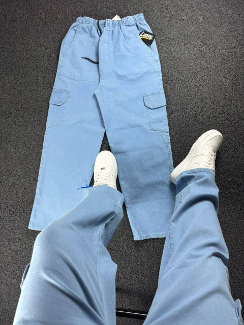 CALÇA BAGGYE CARGO AZUL JEANS
