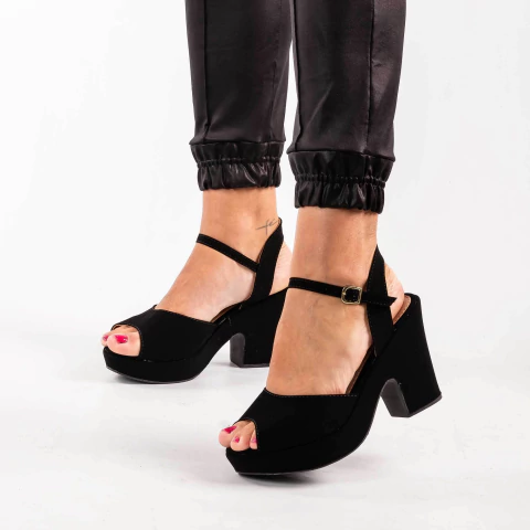 Sandália Suede Leni Preta