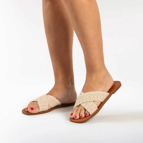 Rasteira Cruzada Lane Off-White