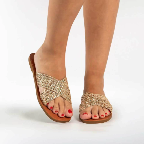 Rasteira Cruzada Lane Ouro