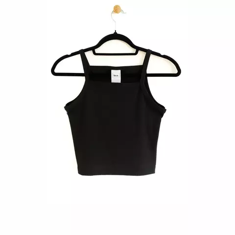 Top Negro Básico Ranurado Algodón - Loca. - Talle S - comprar online