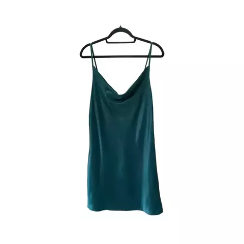 Vestido Tipo Saten Verde Botella - Shein - Talle M/L - comprar online