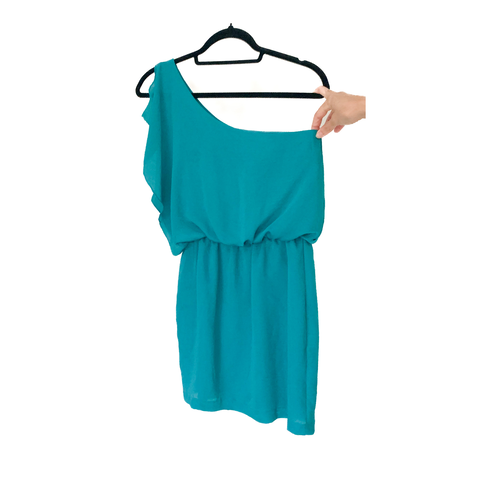 Vestido Turquesa un hombro - Talle S/M - comprar online