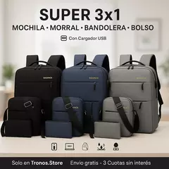 SUPER 3x1 MOCHILA • MORRAL • BANDOLERA • BOLSO