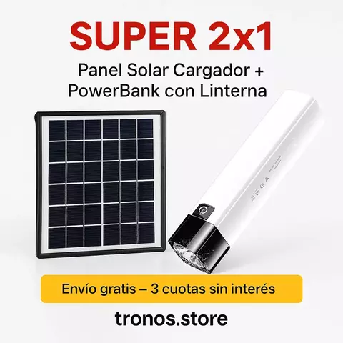 Panel Solar Cargador + PowerBank 1200mAh con Linterna / Siempre conectado - comprar online