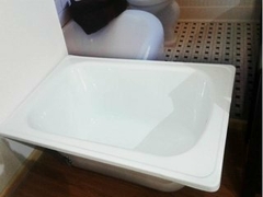 Bañera de acero esmaltada color blanco con antideslizante 1.20 m - HISSUMA