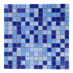 Venecita biselada de cerámica mix celeste para piscinas 2x2 - HISSUMA
