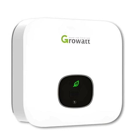 Inversor para inyección a red GROWATT Min 6000 TLX, dispositivo de energía solar con diseño compacto y LED indicador.