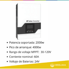 Inversor Off grid HISSUMA MPPT 2000w con cargador en internet